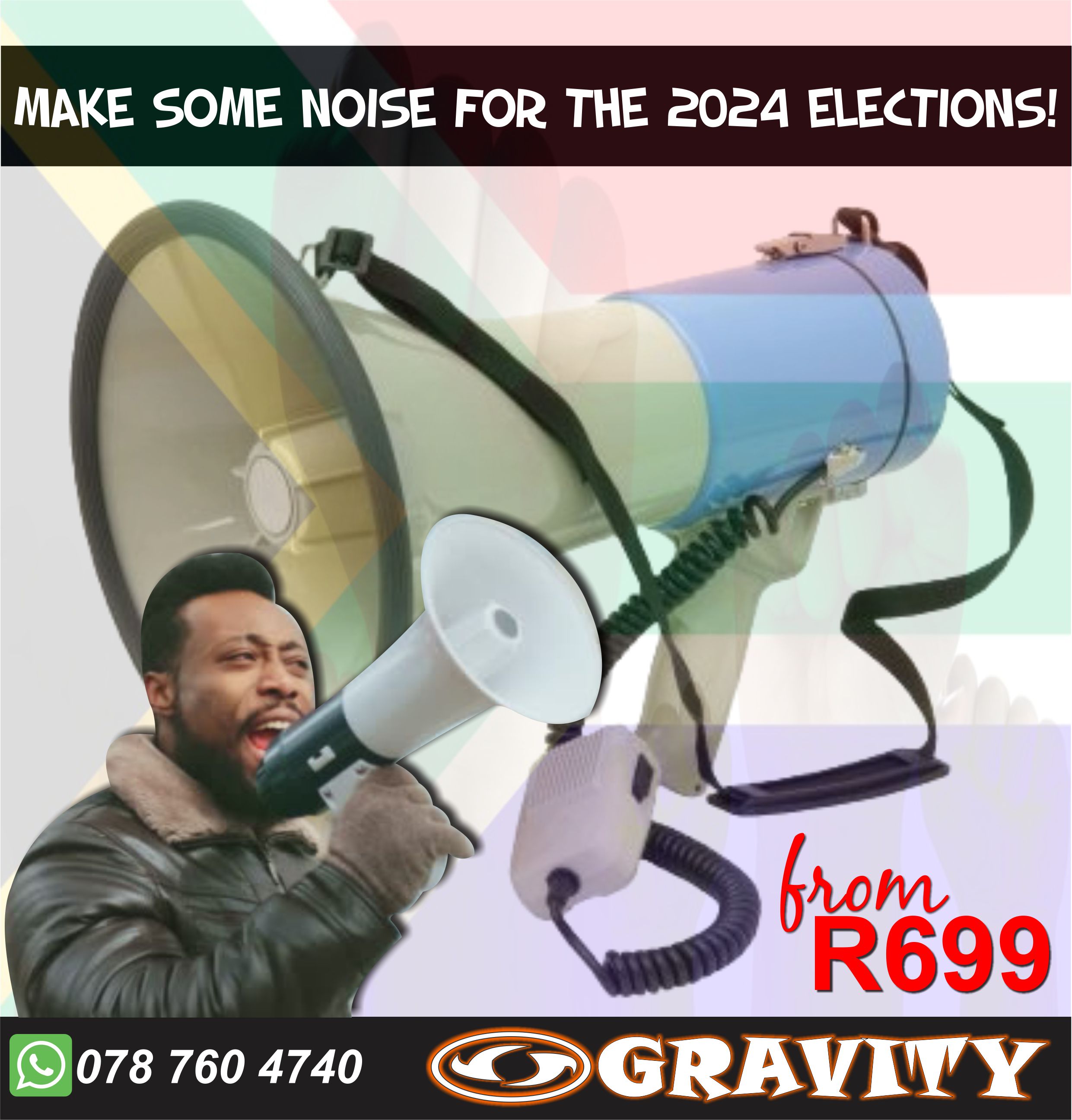 durban gravity Megaphone Loudhailer Mic Speaker PUBLIC ADDRESS BROADCASTING SYSTEMS DURBAN elections megaphone loudhailer | deal megphones mic system for all your outdoor events like rallys, marches, political rallys and announcements Political Elections outdoor announcements available at gravity dj store 0315072736  0315072463  . Megaphone Loudspeaker ANC elections outdoor events announcements 0315072463  DA political elections megaphone mic speaker needed at gravity dj store 0315072463  -with handheld mic OR without  -battery operated  -12v car power compatible  -Different sizes available:    * 5w / 15w  25w / 40w  loudspeaker horn loud hailer megaphone...`CALL STORE FOR AVAILABILITY  -sling strap carry about loudspeaker   -portable loudspeaker megaphone  -outdoor handheld mobile loudspeaker  Megaphones, loudhailers, and pa amplifiers used in public hearings, schools and elections a system of microphones, amplifiers, and loudspeakers used to amplify speech or music in a large building or at an outdoor gathering.This article is about audio systems. For public IP addresses, see IP address.Durable sound for events, evacuation, meetings and political rallies. Professional advice is free and is a phone call away Megaphone  From Wikipedia, the free encyclopedia This article is about the amplification device. For the chemical compound, see Megaphone (molecule). For other uses, see Megaphone (disambiguation). 