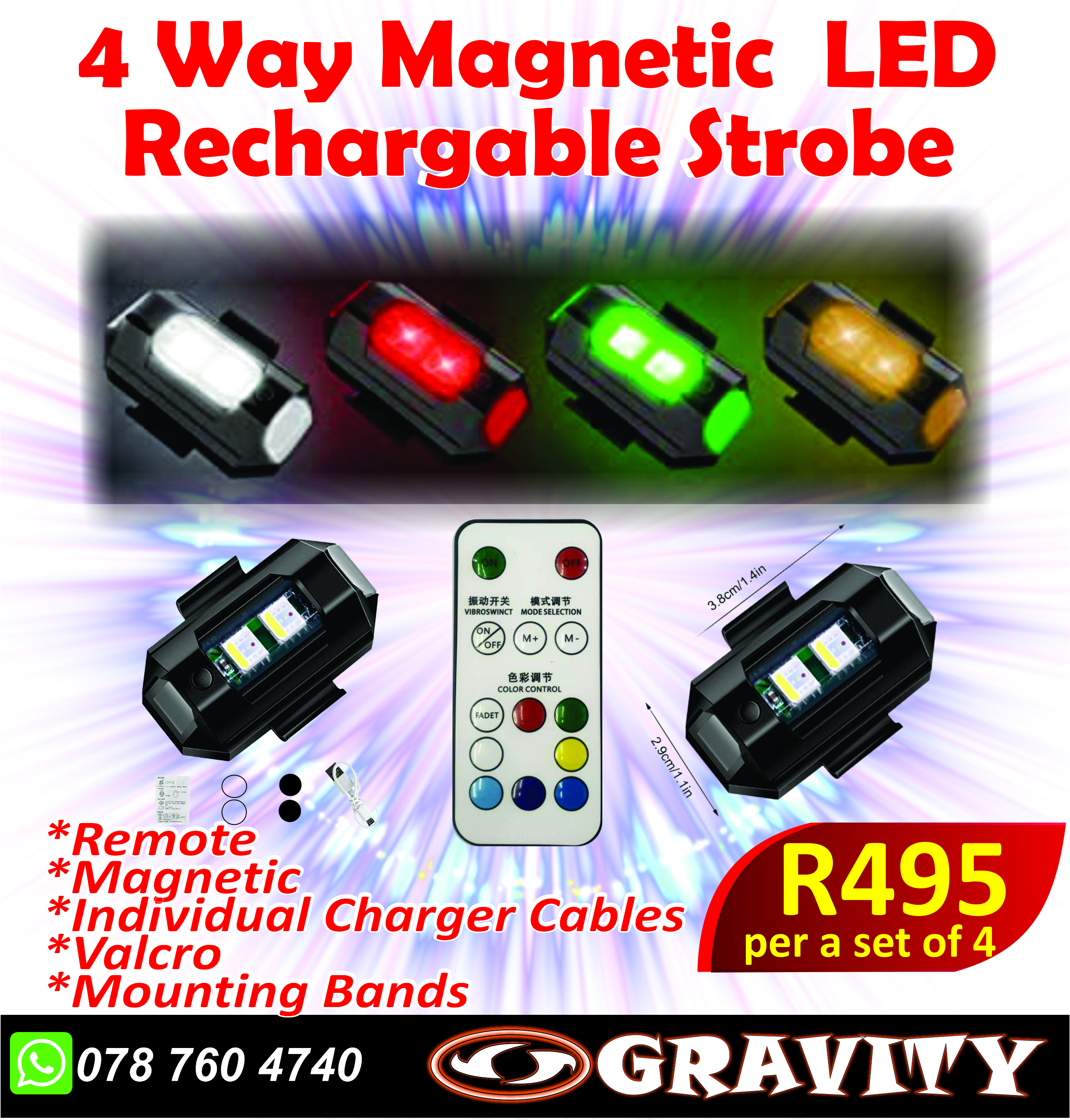 4way magnetic led rgb lights