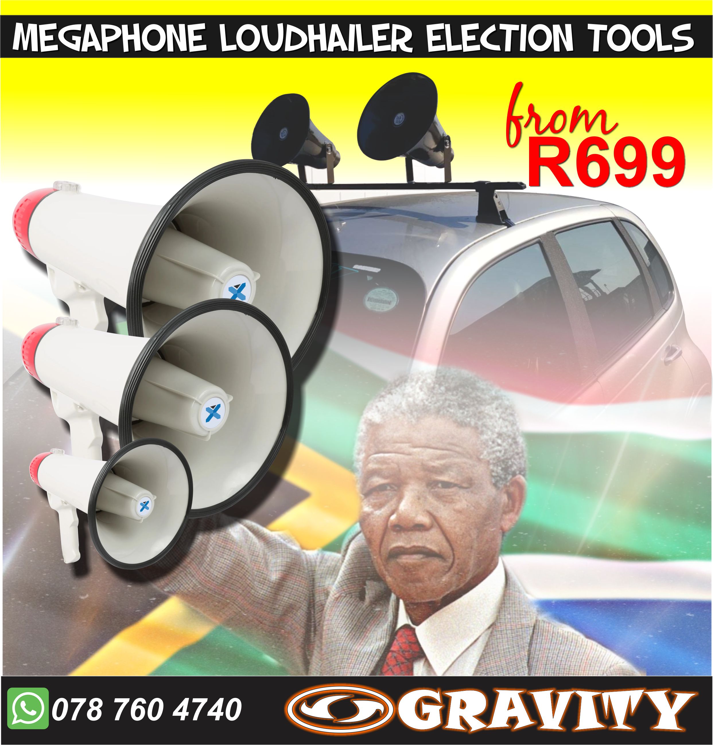 Megaphone Loudhailer Mic Speaker PUBLIC ADDRESS BROADCASTING SYSTEMS DURBAN elections megaphone loudhailer | deal megphones mic system for all your outdoor events like rallys, marches, political rallys and announcements Political Elections outdoor announcements available at gravity dj store 0315072736  0315072463  . Megaphone Loudspeaker ANC elections outdoor events announcements 0315072463  DA political elections megaphone mic speaker needed at gravity dj store 0315072463  -with handheld mic OR without  -battery operated  -12v car power compatible  -Different sizes available:    * 5w / 15w  25w / 40w  loudspeaker horn loud hailer megaphone...`CALL STORE FOR AVAILABILITY  -sling strap carry about loudspeaker   -portable loudspeaker megaphone  -outdoor handheld mobile loudspeaker  Megaphones, loudhailers, and pa amplifiers used in public hearings, schools and elections a system of microphones, amplifiers, and loudspeakers used to amplify speech or music in a large building or at an outdoor gathering.This article is about audio systems. For public IP addresses, see IP address.Durable sound for events, evacuation, meetings and political rallies. Professional advice is free and is a phone call away Megaphone  From Wikipedia, the free encyclopedia This article is about the amplification device. For the chemical compound, see Megaphone (molecule). For other uses, see Megaphone (disambiguation). 