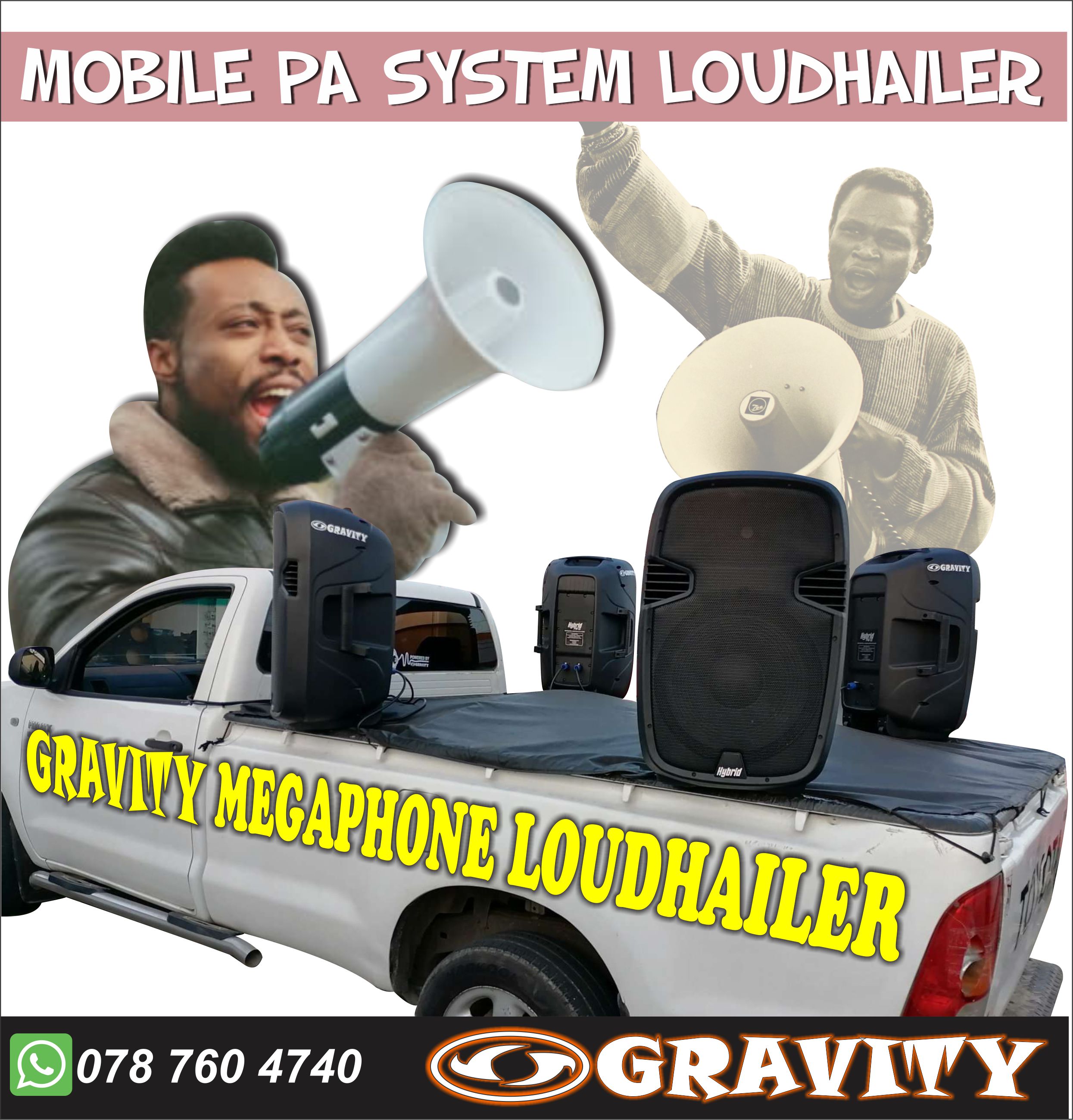 Megaphone Loudhailer Mic Speaker PUBLIC ADDRESS BROADCASTING SYSTEMS DURBAN elections megaphone loudhailer | deal megphones mic system for all your outdoor events like rallys, marches, political rallys and announcements Political Elections outdoor announcements available at gravity dj store 0315072736  0315072463  . Megaphone Loudspeaker ANC elections outdoor events announcements 0315072463  DA political elections megaphone mic speaker needed at gravity dj store 0315072463  -with handheld mic OR without  -battery operated  -12v car power compatible  -Different sizes available:    * 5w / 15w  25w / 40w  loudspeaker horn loud hailer megaphone...`CALL STORE FOR AVAILABILITY  -sling strap carry about loudspeaker   -portable loudspeaker megaphone  -outdoor handheld mobile loudspeaker  Megaphones, loudhailers, and pa amplifiers used in public hearings, schools and elections a system of microphones, amplifiers, and loudspeakers used to amplify speech or music in a large building or at an outdoor gathering.This article is about audio systems. For public IP addresses, see IP address.Durable sound for events, evacuation, meetings and political rallies. Professional advice is free and is a phone call away Megaphone  From Wikipedia, the free encyclopedia This article is about the amplification device. For the chemical compound, see Megaphone (molecule). For other uses, see Megaphone (disambiguation). 