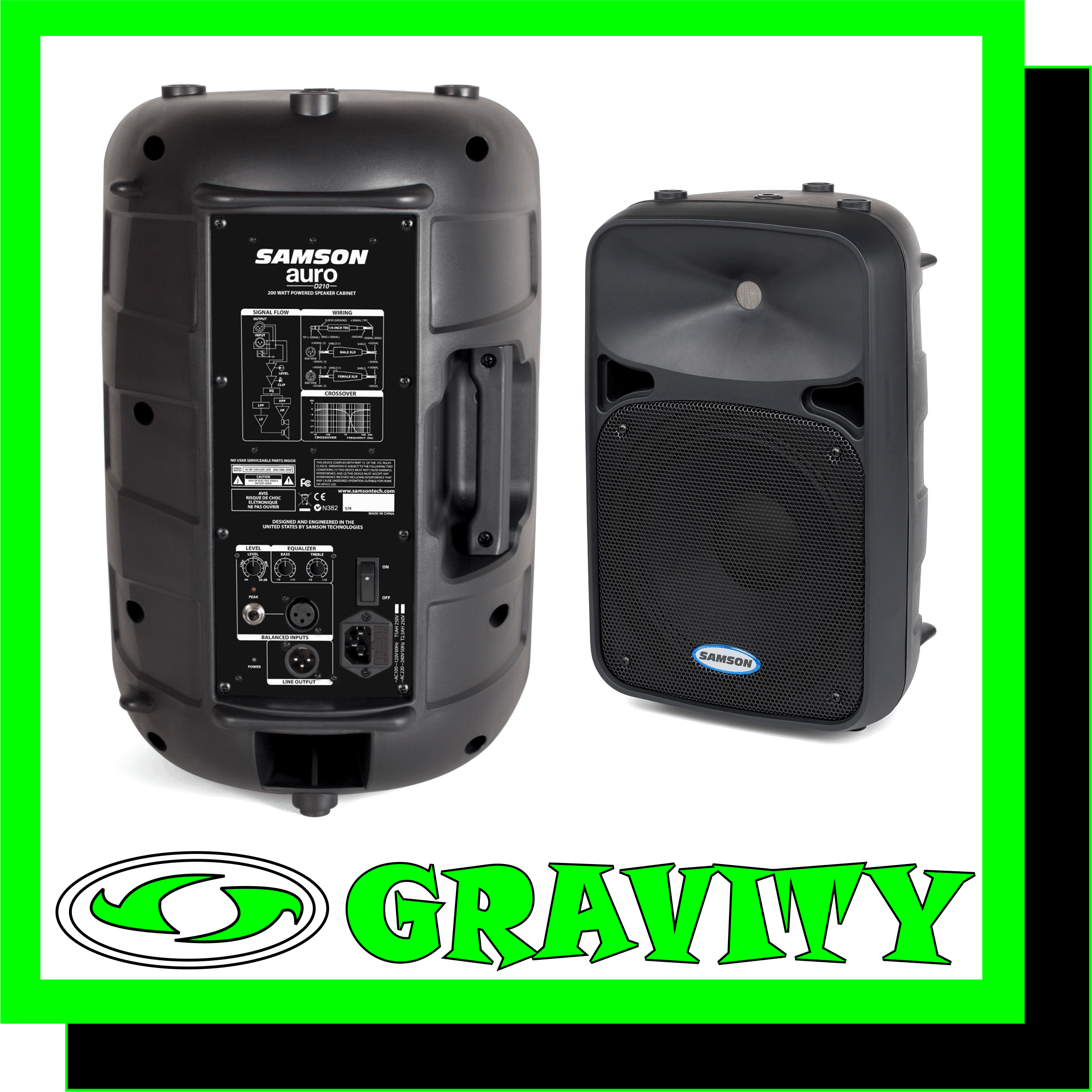 Reinforcements Have Arrived. Designed to produce the key elements of power, portability and exceptional sound, Samson's Auro D210 2-Way Active Loudpeaker is a compact enclosure that combines superior components and meticulous engineering. Ideal for installation purposes, gigging musicians and general live sound reinforcement applications, Auro D210 provides a versatile speaker solution that integrates easily into PA setups.  Auro D210 features a conveniently lightweight Class D design, producing 200 watts of onboard power via its 10" extended low frequency driver and accompanying 1" compression driver. Compact yet resilient, this loudspeaker support immersive, articulate bass and sweet, lucid highs for well-balanced and expressive audio suitable for any situation where pro-quality sound is a must.  For additional versatility, this speaker features a Mic/Line input with Volume control and Clip LED. Also, a Line output allows for the linking of multiple speakers. Auro D210 features a 1 3/8" pole mount receptacle and floor monitor positioning options for flexible setup.   -Compact, lightweight Class D 2-way active loudspeaker -10" extended range low frequency driver -1" compression driver with 1" exit -200 watts of output power -Mic/Line input with Volume control and Clip LED -Additional Line output allows linking of multiple speakers -1 3/8" pole mount receptacle -Floor monitor positioning options