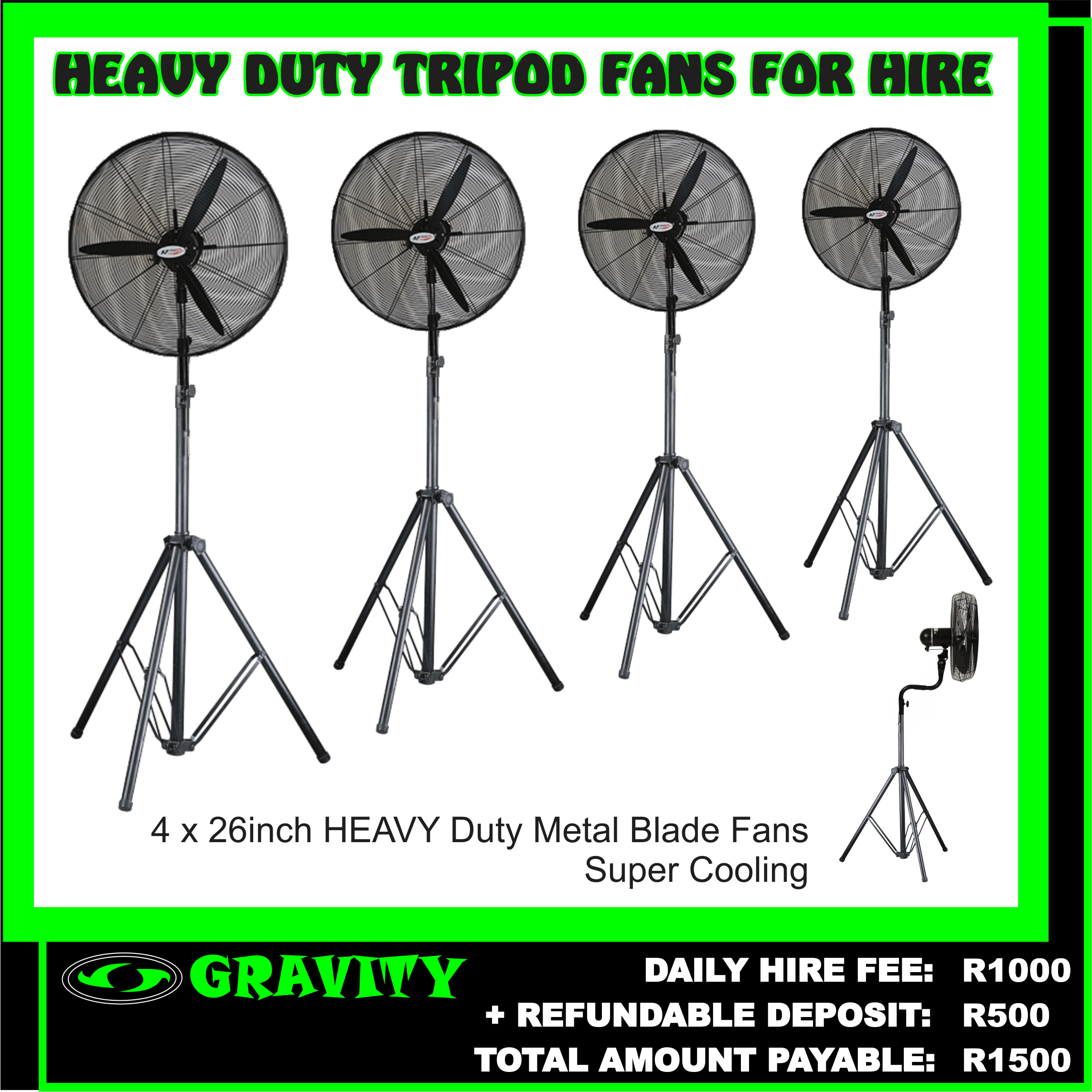 HEAVY DUTY FANS FIR HIRE DURBAN , 26INCH FANS FOR HIRE DURBAN GRAVITY 