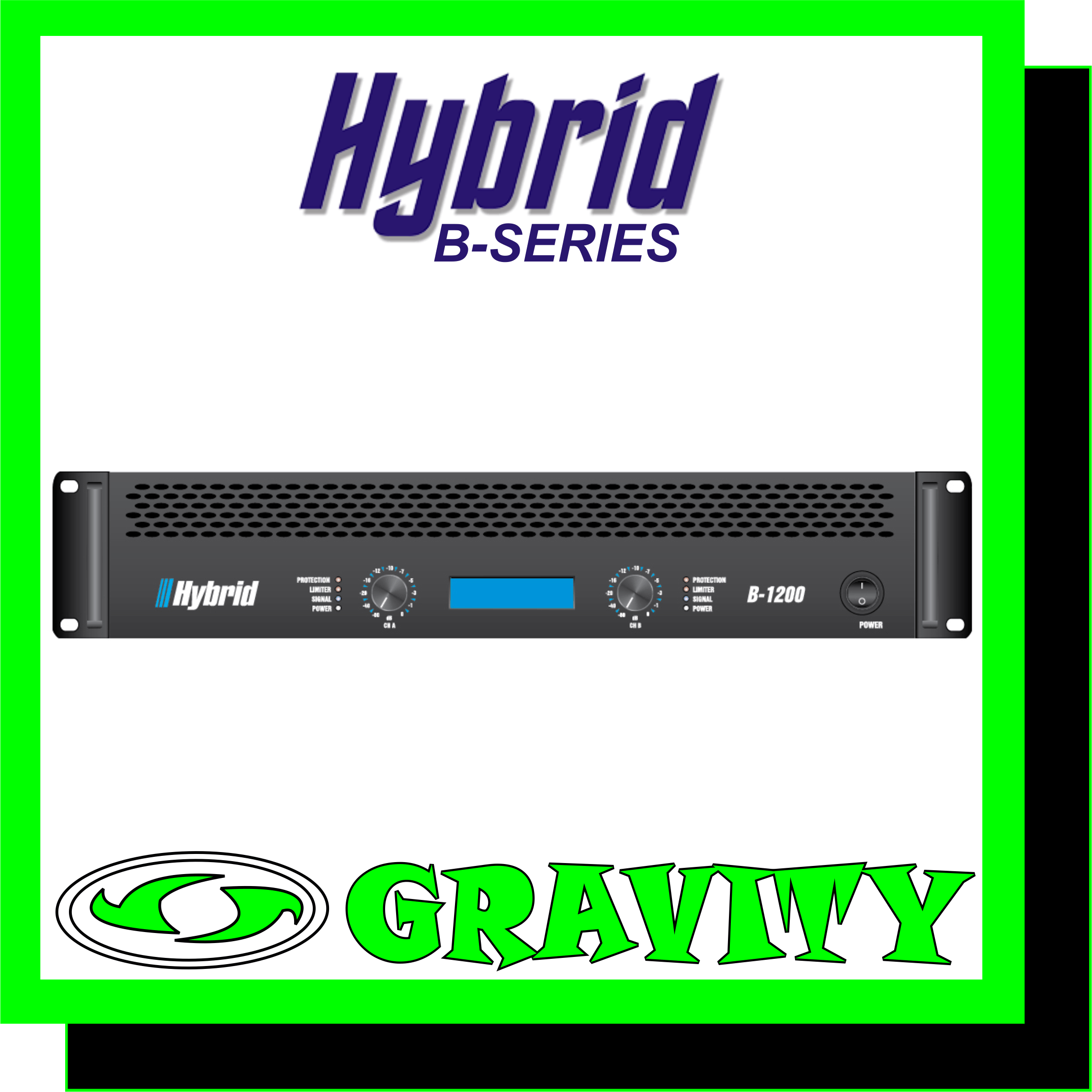 Hybrid B1200MK5 2X600W LCD Display  8Ohm Stereo Power . RMS/CH 385W 4Ohm Stereo Power . RMS/CH 600W 8Ohm Bridged Mono Power . RMS 1140W  Frequency Response ( 1W/8O) 20Hz 20KHz +/- 3dB Protection DC Protection . Short Circuit Protection . Thermal Protection . Inrush Current Protection . Soft Start Portection . Input & Overload Protection THD+N (20Hz-20KHz) <0.1% Damping Factor (1KHz @ 8O) >300 Hum & Noise(A weighted . -80dBW) 95dB Input Impedance (Balanced / Unbalanced) 20K Ohm / 10K Ohm Crosstalk (20Hz-20KHz Rated Power 8O) >60dB Cooling 2 x Fans . Dual speed . Front to Rear Airflow  Input Connectors Jack/Female XLR Neutrik Combo + Male XLR Neutrik Output Connectors 3x Neutrik Speakon Dimensions (WxHxD) mm 483 x 88 x 430 Weight Kg 17.5