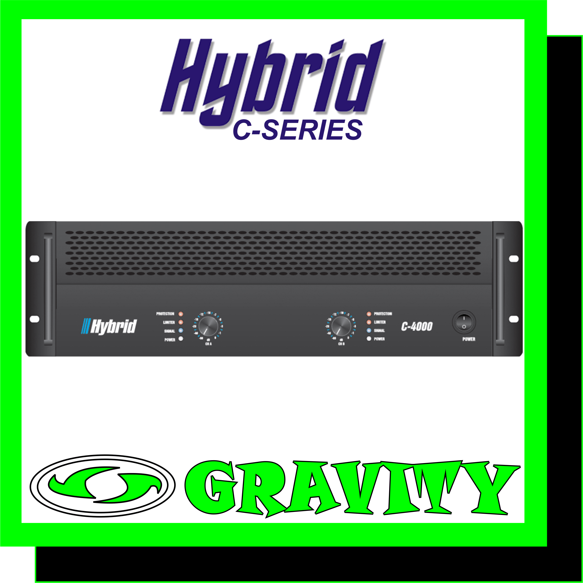 Hybrid C4000MK2 2X2000W with X-over  8Ohm Stereo Power . RMS/CH 1300W 4Ohm Stereo Power . RMS/CH 2000W 8Ohm Bridged Mono Power . RMS 4000W  Frequency Response ( 1W/8O) 20Hz 20KHz +/- 3dB Protection DC Protection . Short Circuit Protection . Thermal Protection . Inrush Current Protection . Soft Start Portection . Input & Overload Protection THD+N (20Hz-20KHz) <0.1% Damping Factor (1KHz @ 8O) >700 Hum & Noise(A weighted . -80dBW) 100dB Input Impedance (Balanced / Unbalanced) 20K Ohm / 10K Ohm Crosstalk (20Hz-20KHz Rated Power 8O) >60dB Cooling 2 x Fans . Dual speed . Front to Rear Airflow  Input Connectors Jack/Female XLR Neutrik Combo + Male XLR Neutrik Output Connectors 3x Neutrik Speakon Dimensions (WxHxD) mm 483 x 132 x 518 Weight Kg 33.5