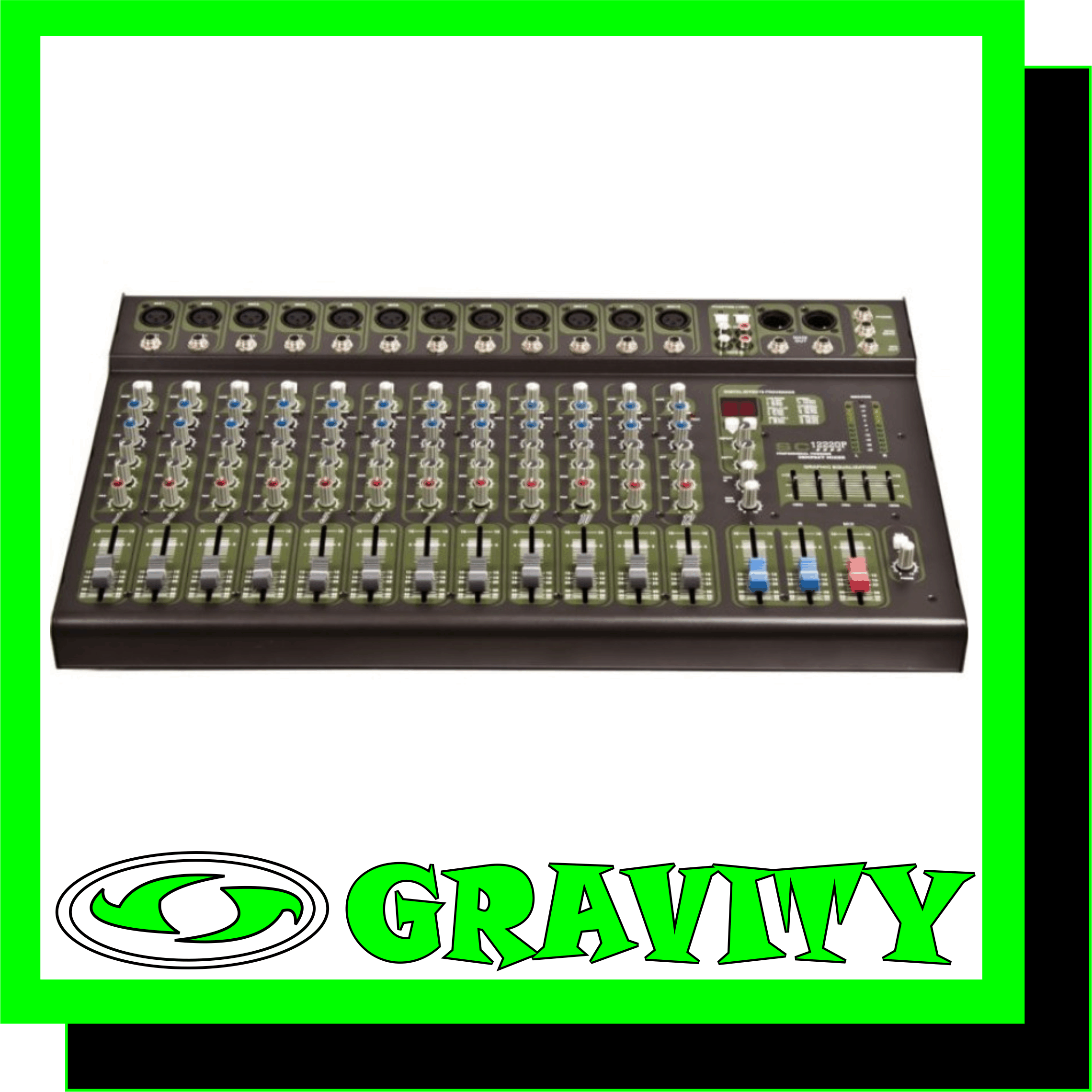 Hybrid SC12230P  -Channels 12 Mono -Channel EQ Bass, Mid, Treble -5 Band EQ Yes -7 Tape in / out Yes -DSP Processor Yes, 16 Preset -Power Output, RMS 2 x 300 Watt