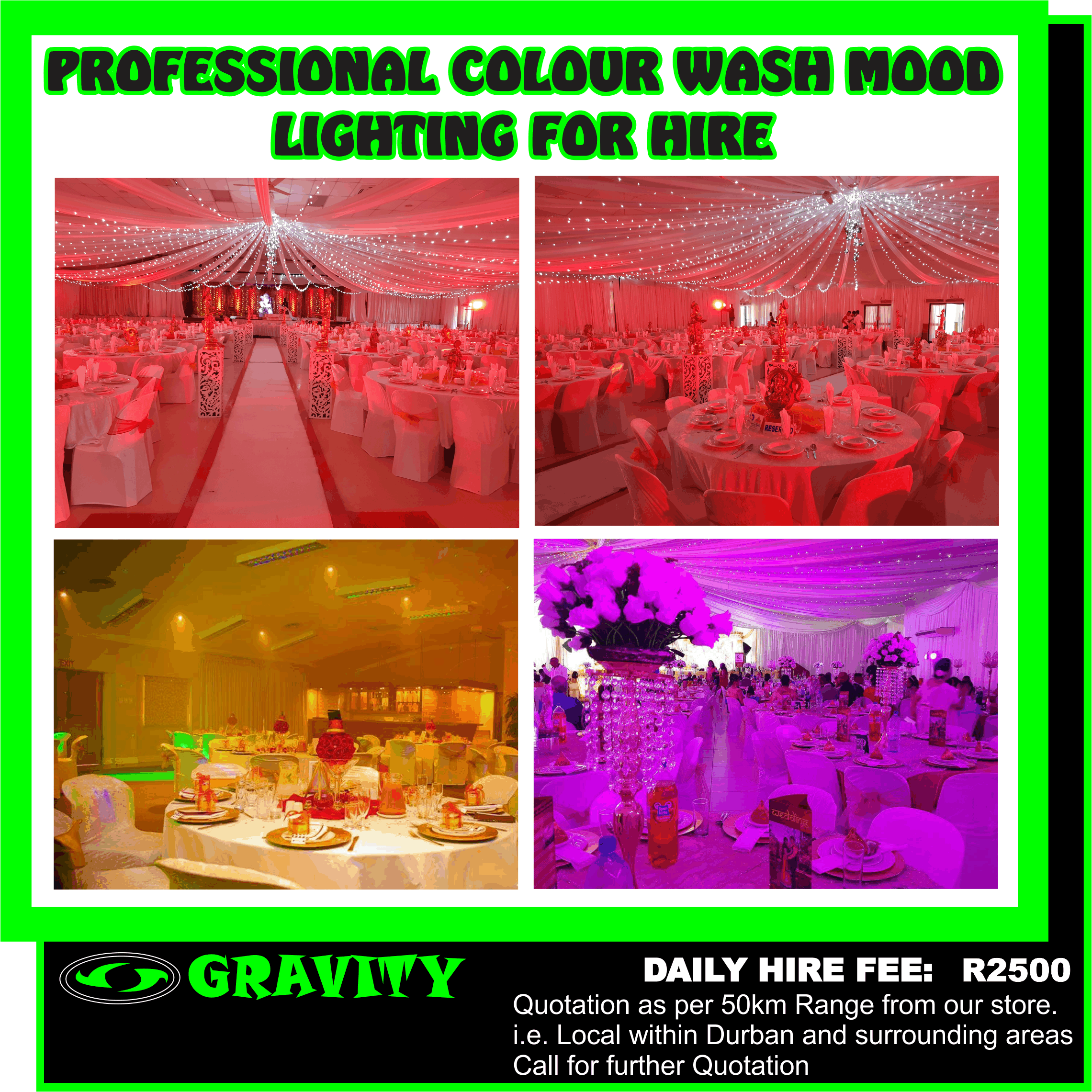 Colour wash lights in Durban City | Gumtree Classifieds in ... https://www.gumtree.co.za › s-durban-city › colour+wash+lights Results 1 - 20 of 24 - View Gumtree Free Online Classified Ads for colour wash lights and ... We also hire the following: Full hall draping Tiffany chairs Colour wash ... Colour wash lighting in KwaZulu-Natal | Gumtree Classifieds ... https://www.gumtree.co.za › s-kwazulu+natal › colour+wash+lighting Results 1 - 20 of 44 - View Gumtree Free Online Classified Ads for colour wash lighting and ... We also hire the following: Full hall draping Tiffany chairs Colour wash ... Durban city, Pietermaritzburg, Richard's bay, Port Shepstone, Mooi river, ... DISCO LIGHTING FOR HIRE - GRAVITY DJ STORE GRAVITY ... https://www.gravityaudio.co.za › Custom › Home DISCO PARTY SMOKE MACHINE FOR HIRE IN DURBAN. LOW LYING FOG ..... DIY COLOUR WASH MOOD LIGHTING FOR HIRE-DURBAN. COLOUR WASH ... You've visited this page many times. Last visit: 2019/11/11 Par Can Colour Wash Hire – Event Furniture Hire https://www.eventfurniturehire.co.za › pan-can-colour-wash-hire LED Par Can Colour Wash Lights for Hire Durban. LED Par Can Colour Wash Lights for Hire from Event Furniture Hire in and around the Durban area. This light is most often used as colourful up-lighter to add to the decor of your venue. Or it is very popular as colour wash lights for backdrops.  COLOUR WASH HIRE DURBAN Event sound and lighting in South Coast, Durban and ... www.audiotrix.co.za › Our-Services We provide the following services and hiring: SOUND ... gallery/downsize_1280_0-light-shadow-colors-people-rave. LIGHTING & ... Colour wash lighting ... disco lights hire in Durban | Snupit https://www.snupit.co.za › durban › disco-lights-hire Rated and reviewed by the community of Durban, see photos, licenses and ... We supply dance floors, stage, lighting, mobile bars, PA Hire, colour wash l ...show ... Magic Lighting – Lighting and Decor Hire https://magiclighting.co.za Lighting Sales Air Conditioning Marquee hire Custom Staging Power Services Table Layout Flooring Services Sound & Entertainment Tables & Chairs. Lighting ... Colour Wash Lighting Hire | Facebook https://www.facebook.com › media › set By GRAVITY SOUND & LIGHTING WAREHOUSE DURBAN · Updated about a ... function venue with the correct Colour Wash Lighting now available for hire At Disco Gravity-Mobile Disco For Hire - Durban, KwaZulu-Natal ... https://www.facebook.com › ... › Audio Visual Equipment Store  Rating: 5 - ‎Review by Navishka Lutchman Colour wash Lighting effects. Sound & DJ & Intelligent Lighting. Disco GRAVITY DJ Rajen 0837252146 #colourwashlighting #intelligentLighting #uplighting ... Searches related to COLOUR WASH HIRE DURBAN speaker hire durban  sound for hire  imix durban  sound and lighting durban  lighting hire  disco lights for hire  sound equipment for hire  sound system hiring DISCO LIGHTING FOR HIRE - GRAVITY DJ STORE GRAVITY ... https://www.gravityaudio.co.za › Custom › Home COMBO DJ DISCO LIGHTING FOR HIRE AT GRAVITY SOUND AND LIGHTING WAREHOUSE DURBAN 0315072736 OR 0315072463. FOR THE ULTIMATE DISCO LIGHTS FOR HIRE FOR THAT SPECIAL EVENT OR PARTY THAT YOU GOING TO HAVE ...COME IN TO OUR STORE TO HIRE A LIGHTING PACKAGE FOR YOUR NEXT OCCASION OR FOR YOUR NEXT PARTY. You've visited this page many times. Last visit: 2019/11/11 Lighting: Stage, Wedding and Event Lighting Hire in Durban https://www.snapthat.co.za › lighting Lighting: Stage, Wedding and Event Lighting Hire in Durban. ... LED par cans are the bedrock of a good lighting rig while a follow spot keeps the audience ... ‎Whites/Pastels · ‎Blues · ‎Greens · ‎Browns Lighting https://www.socialight.co.za Best Lighting and Sound Hire in Gauteng and Durban. Full solution packages for different sized events. Magic Lighting – Lighting and Decor Hire https://magiclighting.co.za Lighting Sales Air Conditioning Marquee hire Custom Staging Power Services Table Layout Flooring Services Sound & Entertainment Tables & Chairs. Lighting ... L.E.D. Lighting and lighting hire for events and weddings https://soundfx.co.za › l-e-d-lighting May 10, 2019 - L.E.D. Lighting hire for party, events and weddings in Cape Town and Joburg. Fairy lights, outdoor lights, tent lights, mood lights, ambient ... Colour wash lights in Durban City | Gumtree Classifieds in ... https://www.gumtree.co.za › s-durban-city › colour+wash+lights Results 1 - 20 of 24 - View Gumtree Free Online Classified Ads for colour wash lights and more ... Confetti Cannons, Colour washing, Screens and projectors for hire ... Used LED FLOOD LIGHT COLOUR WASH LIGHTING FOR SALE SOLD IN ... Led lights for hire in South Africa | Gumtree Classifieds in ... https://www.gumtree.co.za › s-led+lights+for+hire Results 1 - 20 of 217 - Sound & Lighting Hire Durban Tel 0724585522 amplifiers & mixers hire cordless microphones & pa audio visual hire led screens hire ... Mustard Seed Productions: Sound Stage Lighting Hire Durban ... https://mustardseedproductions.co.za Mustard Seed Productions is a full service sound, lighting, stage, back-line and audio visual hire company based in Durban, KZN. Sound ... Ambient lighting around a room or venue in order to enhance the decor and set the mood of a function. Light and Sound Hire Companies in South Africa - Lighting for ... https://pink-book.co.za › Entertainment & Sound We have got a list of the best event sound and lighting experts to choose from. ... hire is an important part of any wedding day since it helps set the mood for your ... Wedding Lighting Hire Durban - Wedding Decor Durban weddingdecordurban.co.za › wedding-lighting-hire-durban Wedding Lighting Hire Durban: As Wedding Lighting Hire specialist take your colour ... bridal outfits and personal taste into account when planning out the mood. Searches related to MOOD LIGHTING LIGHTING HIRE DURBAN lighting hire pretoria  disco lights for hire durban  uv lights for hire  sound hire durban  lighting equipment hire  disco lights durban  sound equipment for hire
