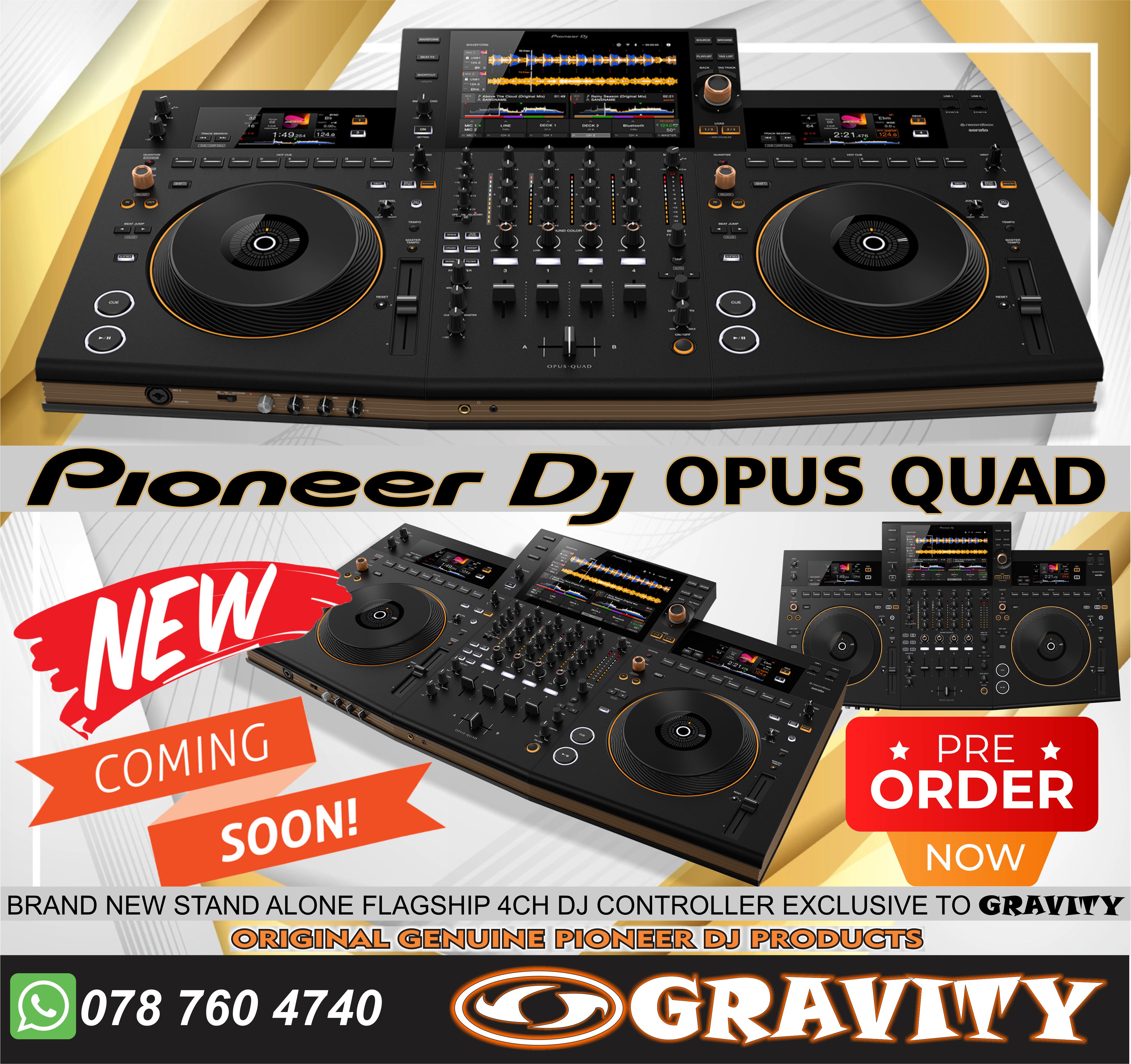 pioneer dj opus quad | 4ch pioneer dj controller with built in cdj 3000 layout and djm-a9 4ch dj mixer | pioneer dj opus dj controller gravity durban