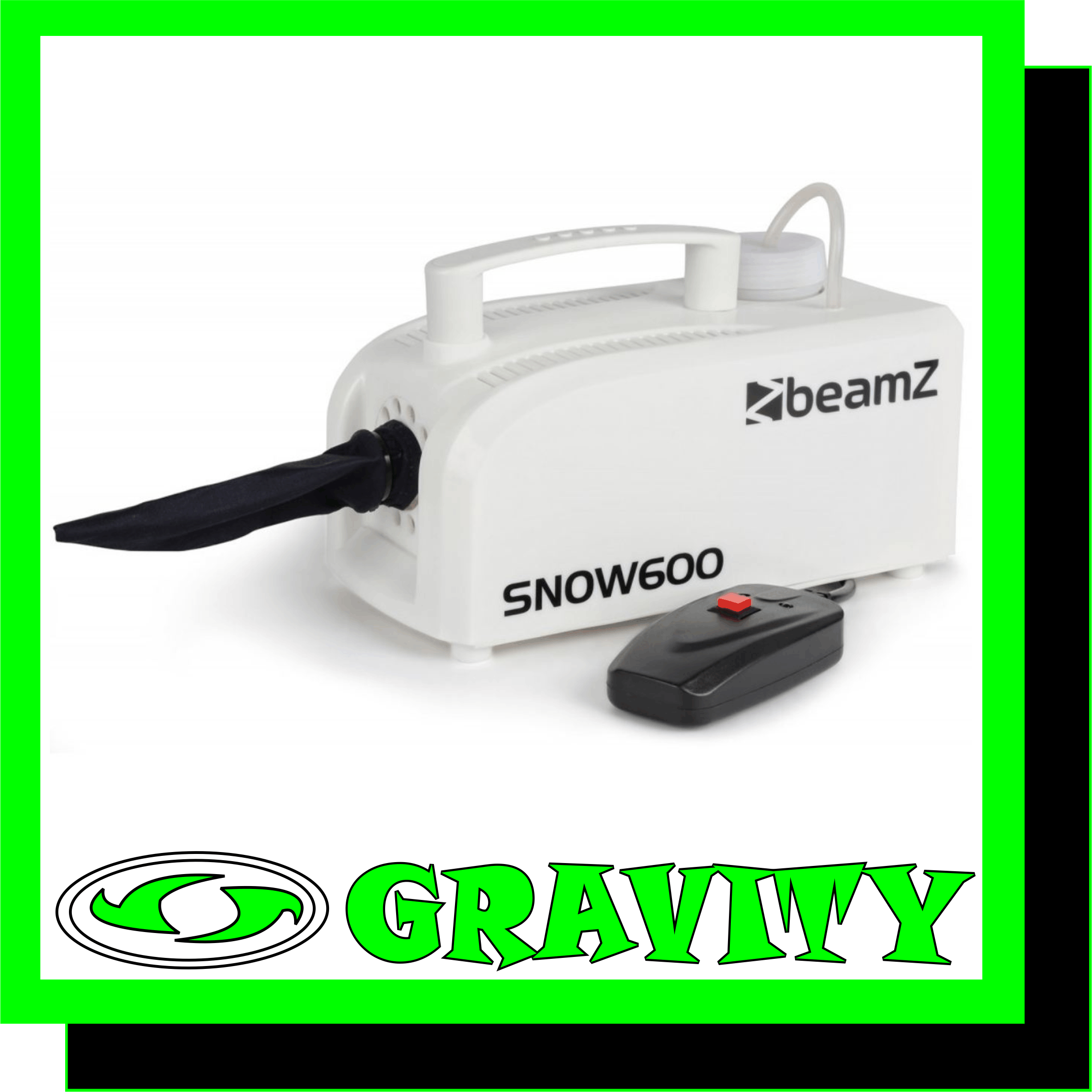 Details The Snow600 is a compact snow machine in a high quality plastic tooling with a tough ice white wipe clean finish. This snow machine is designed to create 'falling snow' effect. Because of the lightweight and compact design it's easy to carry. Supplied with an easy to use remote control attached with a 5m wire. This machine is ideal for home party use and seasonal events like Christmas.  -Falling snowflakes effect -Remote control with 5m cable -Effect distance +-3m -Built-in 0.25L tank -Easy to carry due it's compact design