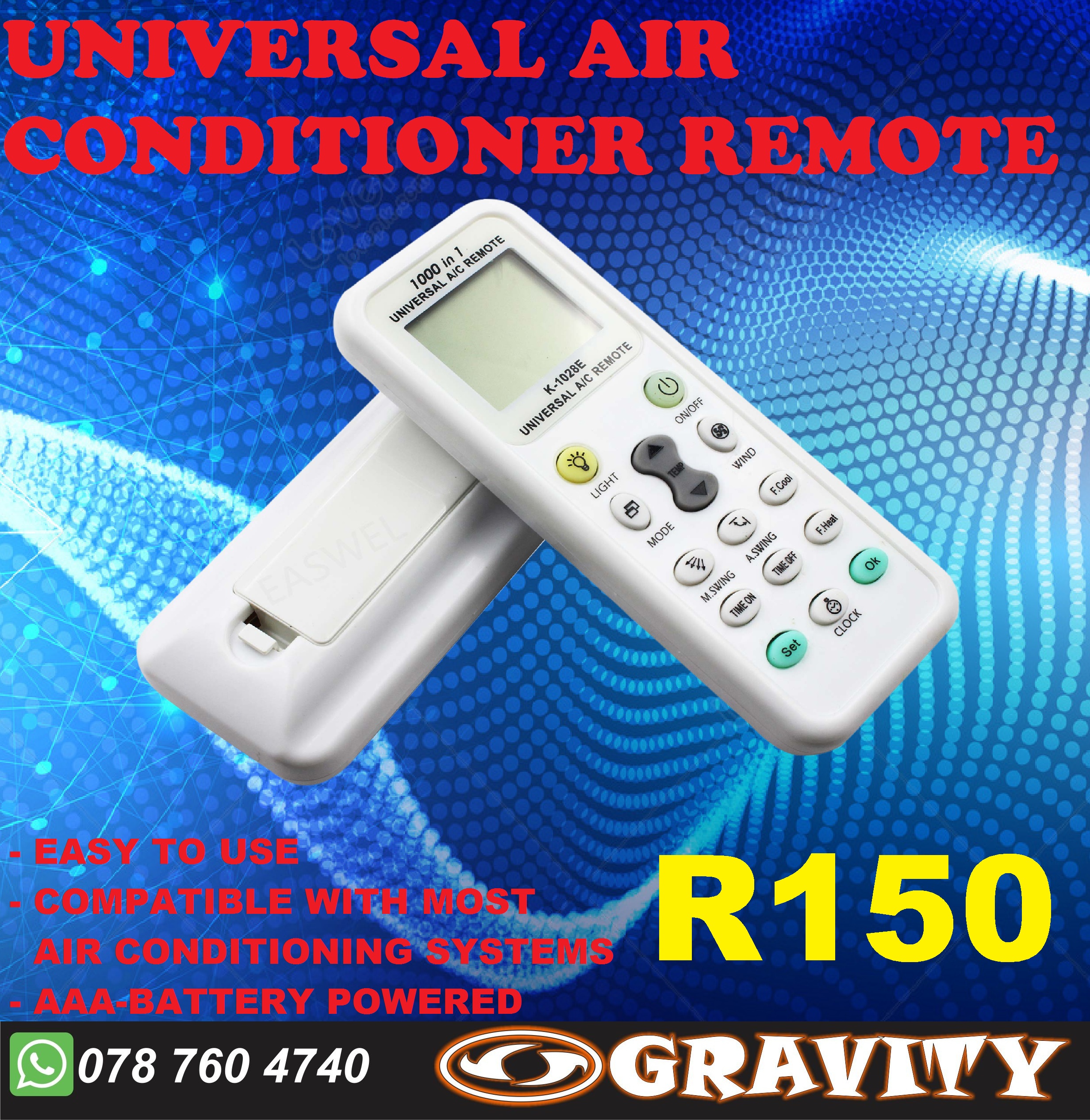 aircon remote , unversal aircon remote , remote repairs durban gravity