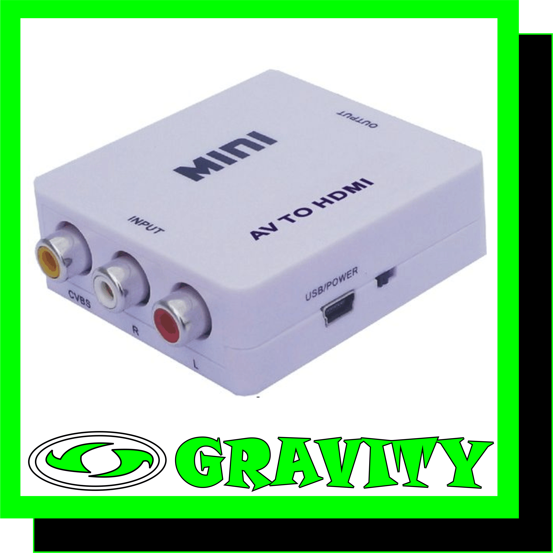 DESCRIPTION: The MINI box type AV to HDMI converter is a universal converter for analog composite input to HDMI 1080p (60Hz) output. The analog to digital conversion in this module employs 10 bits maximal 162MSPS sampling, black/white level expansion, color transition improvement, dynamic range expansion, blue stretch, auto-detect and auto-convert the composite signal to 1080p(60Hz) output. Making video come alive, delivering the sharpest, most realistic HD visuals available.  Features 1. No need to install drivers, portable, flexible, plug and play. 2. Provide advanced signal processing with great precision, colors, resolutions, and details; 3. Support PAL, NTSC3.58, NTSC4.43, SECAM, PAL/M, PAL/N standard TV formats input. 4. Support HDMI 1080p or 720p output.