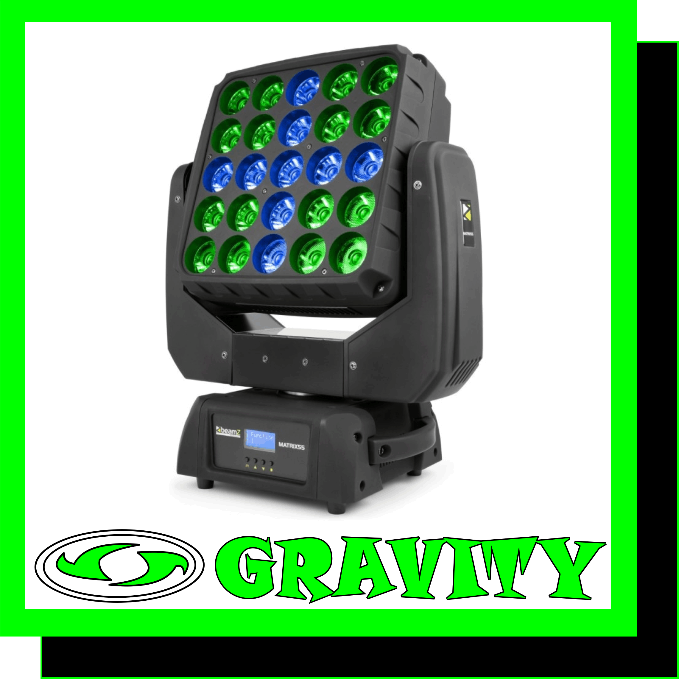 BEAMZ MATRIX55 QUAD MOVING HEAD 2PC IN FLIGHTCASE  Comes with a 15° beam angle, 8 and 13-Channel DMX mode, colour strobe, electronic dimmer etc. Smooth but extremely fast 540° Pan and 180° Tilt movements  Features:  Multi colours 7x 10W Quad LED’s 8 and 13-Channel DMX mode Strobe and dimmer 0-100% Sound activated via a built-in microphone Auto / Master &: Slave synchronization Pan/Tilt 540° / 180° 15° beam angle Head MovementPan:540° Head MovementTilt:180° Beam Angle:15° No Of LEDs:7x 10W Quad DMX Channels:8 or 13 Connector:3-pin XLR Power Supply:220-240Vac/50Hz Consumption:80W SOFT CASE  Newly designed padded soft cases to protect and extend the life of mobile lighting fixtures. It’s wide opening allows for a variety of fixtures to fit inside and gear to be removed quickly and easily. It fits other products and accessories as well. Suitable for mobile DJs, Karaoke rigs and working bands.  Features:  Quality protection for mobile lighting fixtures For storing extra Lamps, Clamps, Cables and other Accessories Saves valuable transport space by allowing fixtures to be stacked without having to be boxed Secure view windows make it easy to identify specific fixtures even after they have been pack