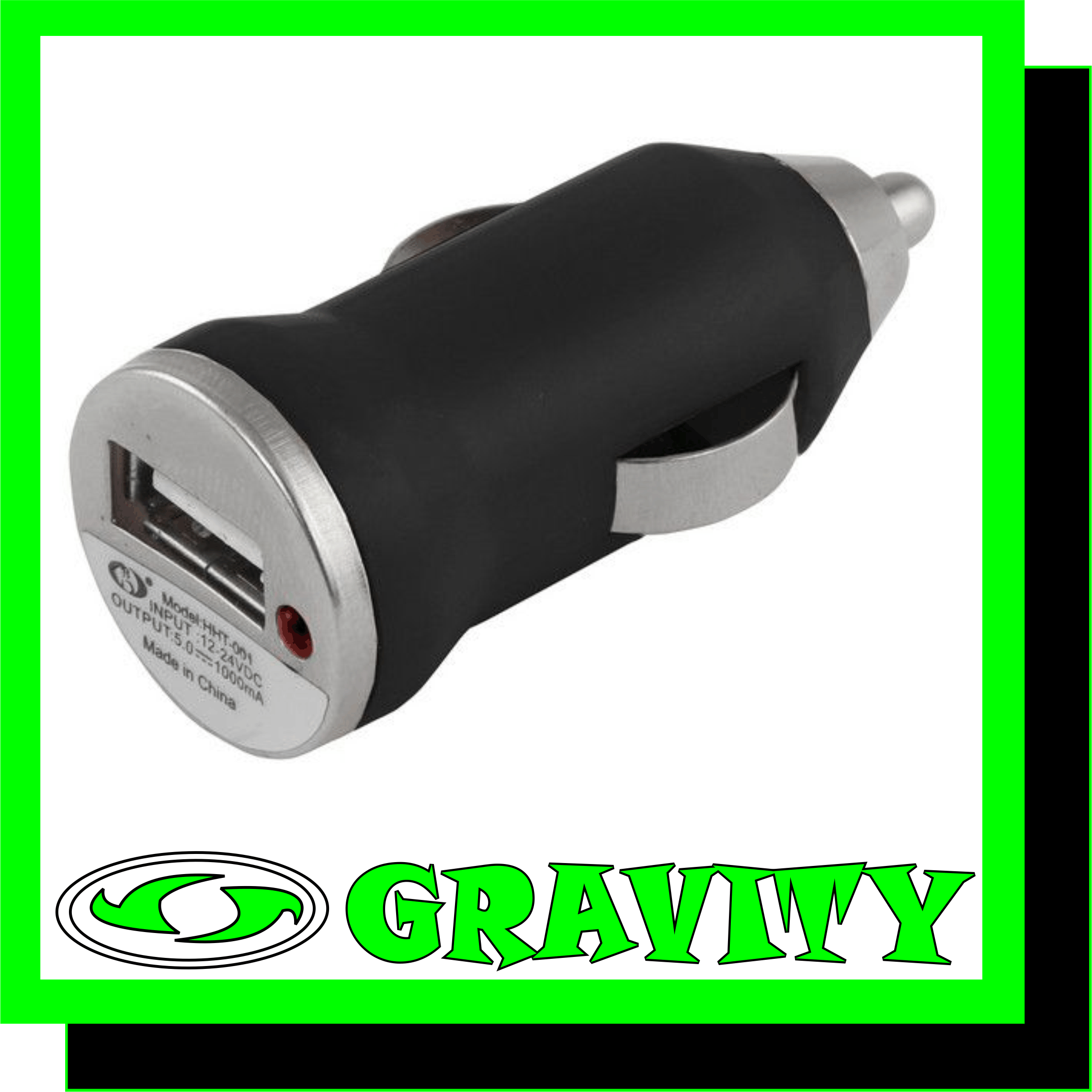 Car Lighter Usb Charger  Specifications: - Colour(s): Black - 5v lA - Material: Plastic - Size: 5.5 (l) x 2.3 (w)  - Charges digital products through car lighter - Single USB connection