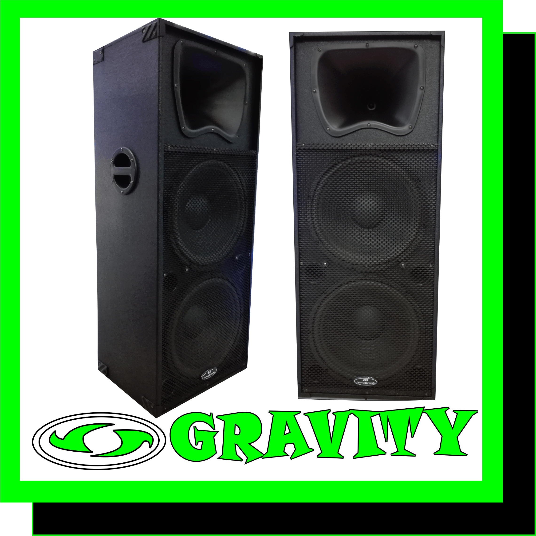 DUAL 15inch infinity disco wooden box cabinet wide flare horn compression  tweeter gravity audio 0315072736