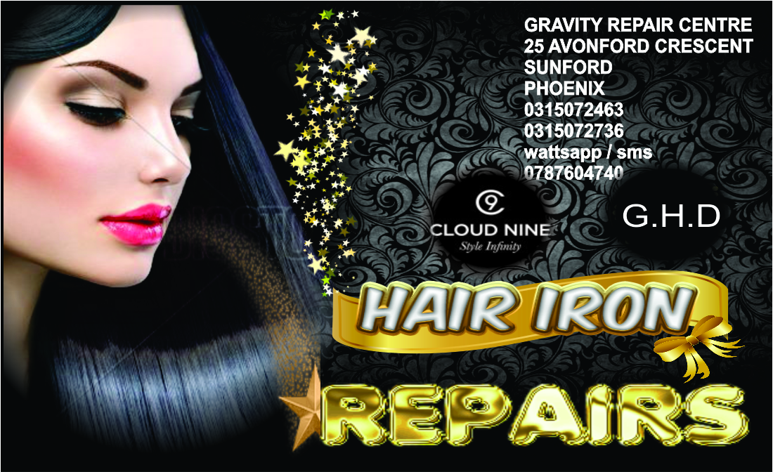 FOR A PROFESSIONAL HAIR IRON REPAIR hair irons repair agent gravity hair iron repairs centre ghd repair agent gravity repair shop GUARANTEED AT A REPUTABLE HONEST HAIR IRON REPAIR CENTRE IN DURBAN 0315072463 cloudnine hair iron repair agents in kzn glampalm repair agents coriollis hair iron repair agent durban gravity 0315072736