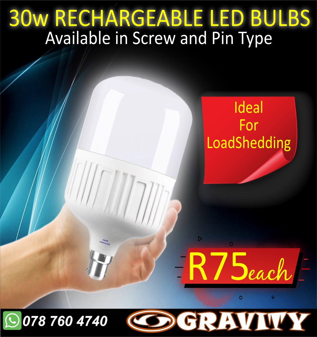 rechargeable led bulbs gravity durban | load shedding bulbs 