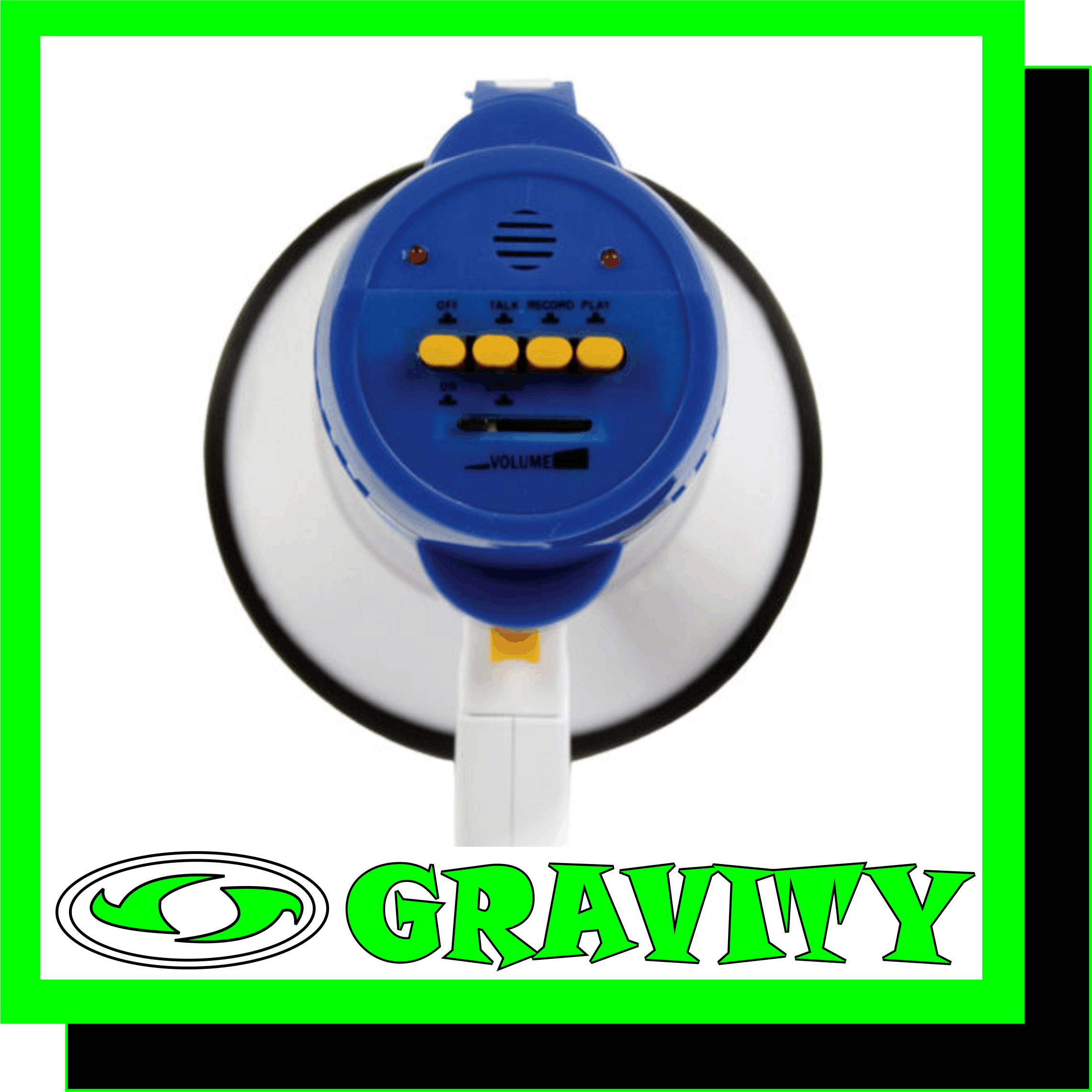 -10w Megaphone  -Hand held /Pistol grip  -Outdoor range of 300m  -Talk /Record Function  -Siren to get attention fast and talk function  -With Rechargeable Battery  GRAVITY SOUND AND LIGHTING WAREHOUSE 0315072463