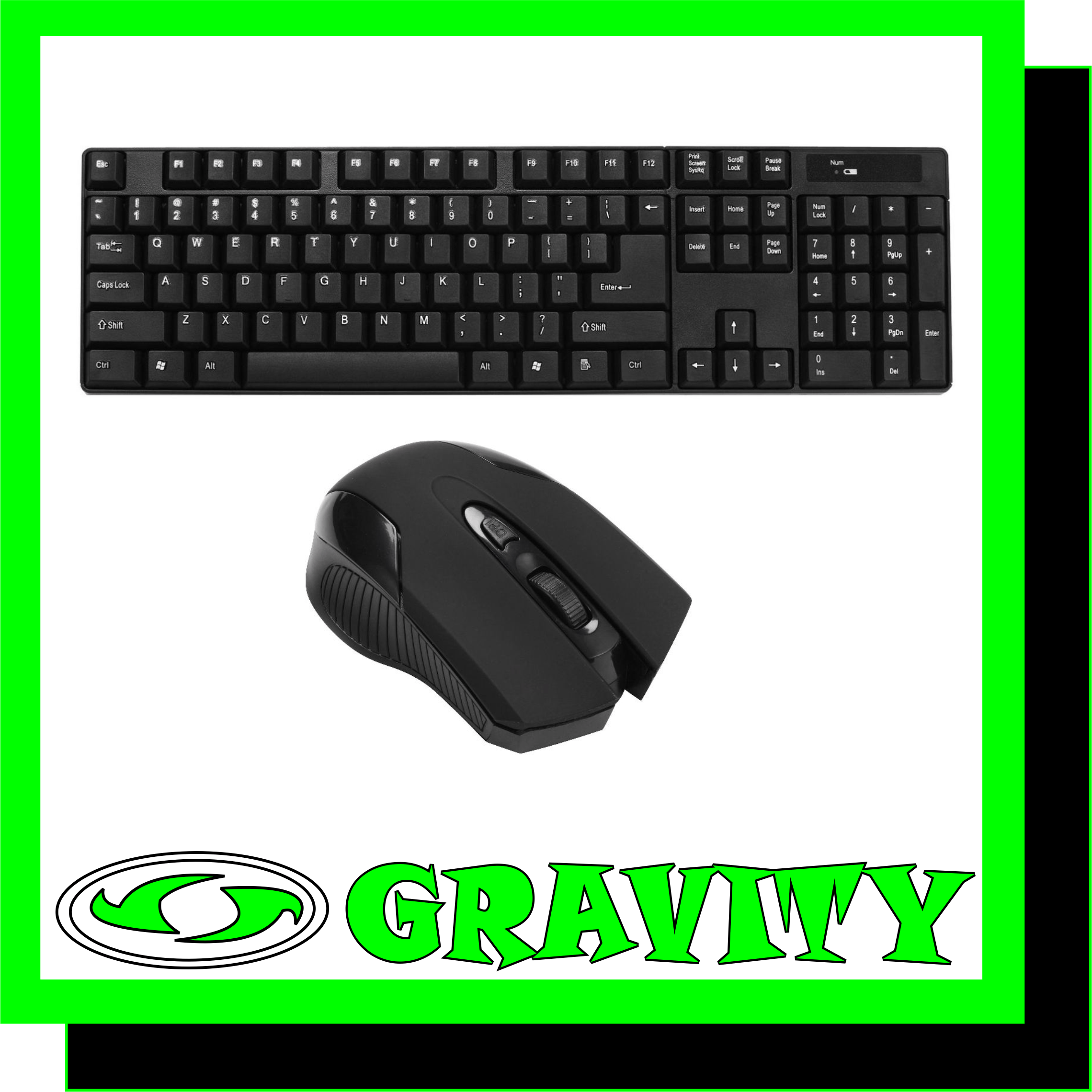 Keyboard + Optical Mouse Combo 2.4GHz RF Technology  USB Dongle Connectivity 10m Working Range Battery Powered  Windows, Mac, Compatible